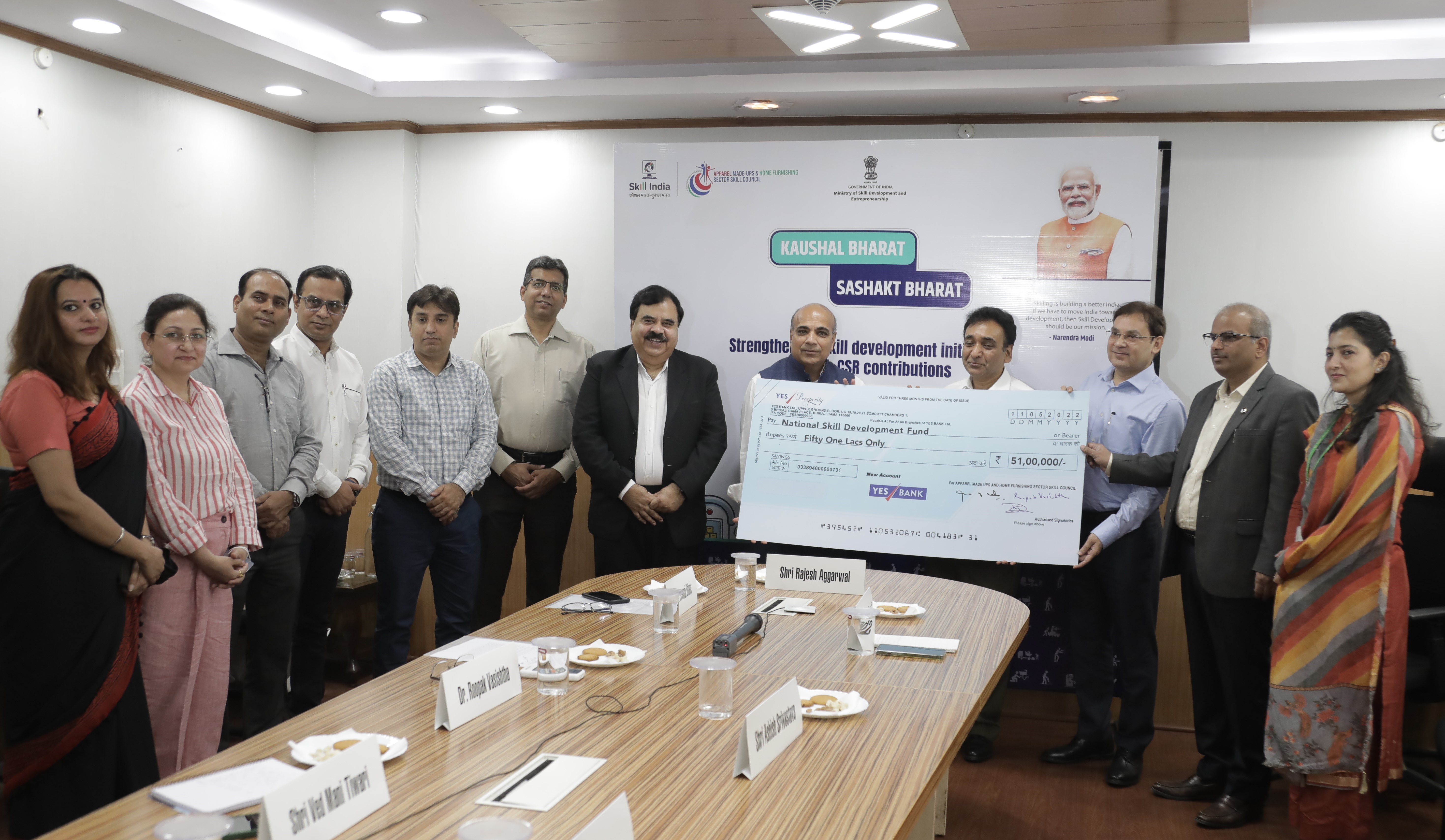 Apparel Made-ups, Home Furnishing Sector Skill Council donates 51 lakhs CSR fund to National Skill Development Fund (NSDF) for skill development and capacity building